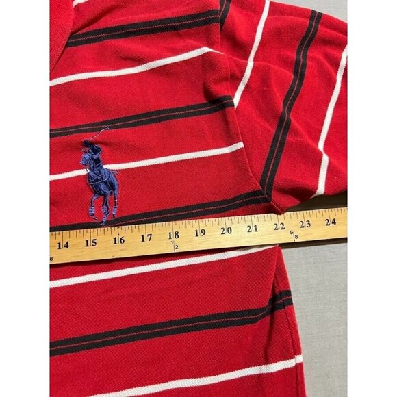 Ralph Lauren Polo Shirt Youth 3XL Red Striped Button Golfer‎ Short Sleeve Kidss. - Picture 7 of 9